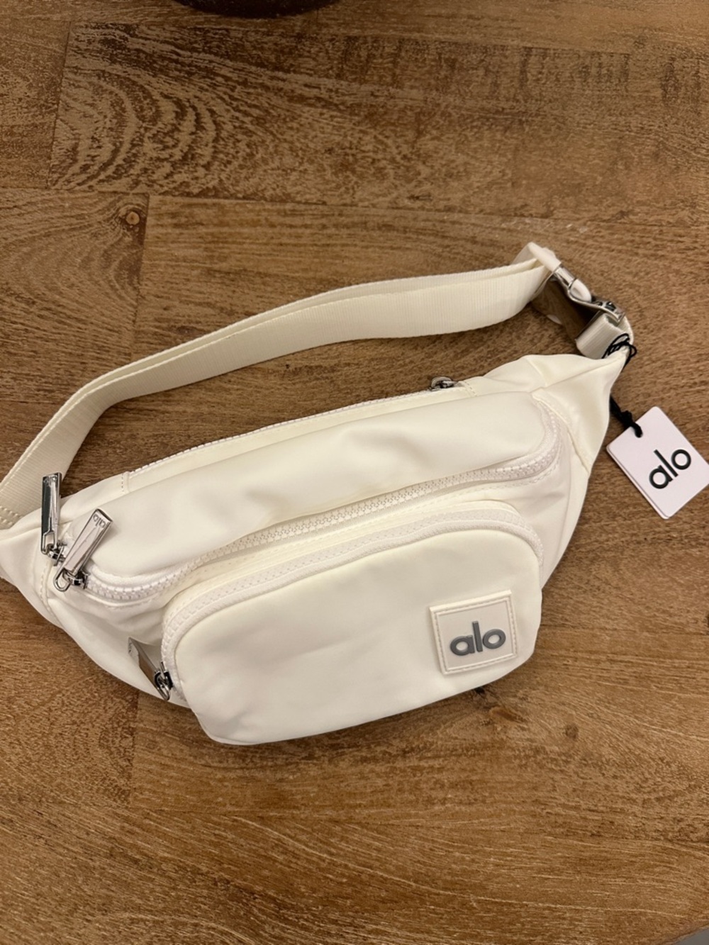 ALO Yoga Cream Waist Pouch with Front Zip